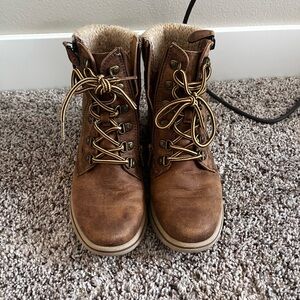 Brown Lace-Up Ankle Boots